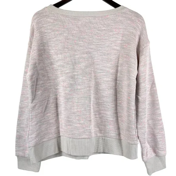 Cupcakes and Cashmere Pink/Gray/Blue Teo Space Dyes Knit Sweatshirt Size Medium - Picture 3 of 8